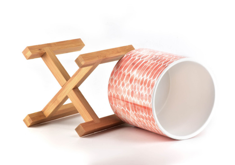 Pot AVA - Céramique sur support en bois 16,2x16,5cm - HTYE6807-PROM - Mondex 2