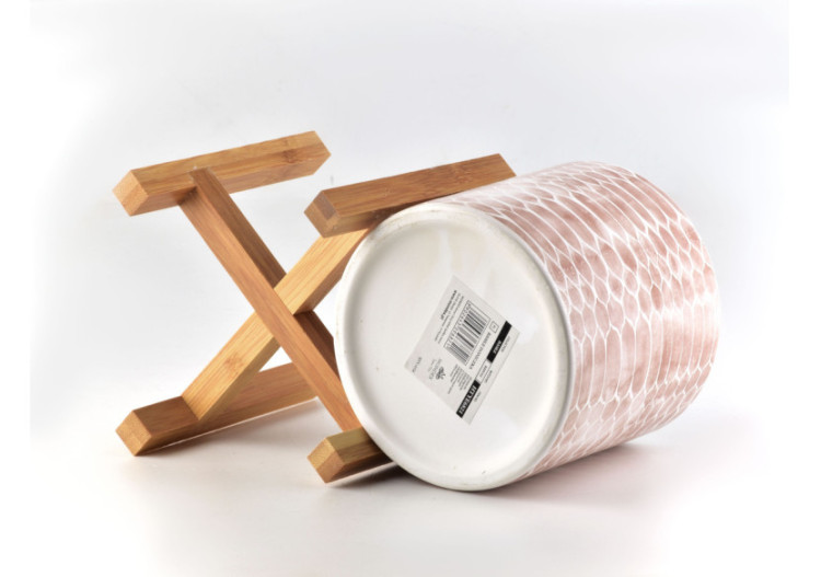 Pot AVA - Céramique sur support en bois 16,2x16,5cm - HTYE6821-PROM - Mondex 2