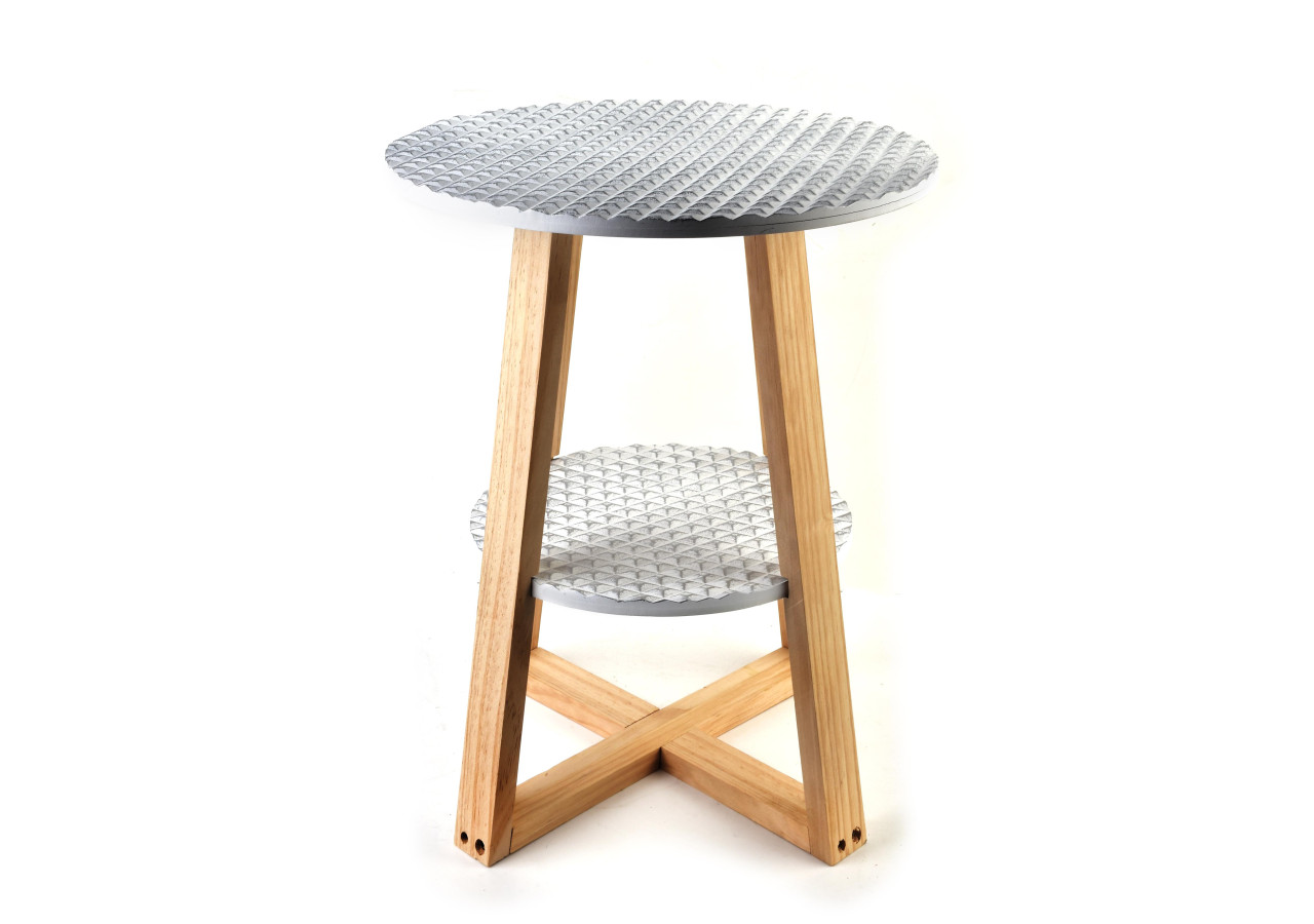 Table d'appoint LAMMY - Double niveau 40xh50cm blanc et doré - HTYK5217 - Mondex