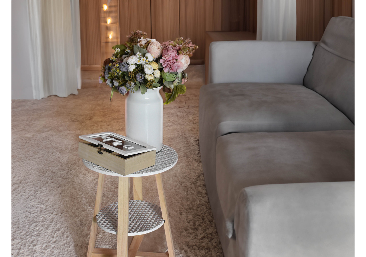 Table d'appoint LAMMY - Double niveau 40xh50cm blanc et doré - HTYK5217 - Mondex