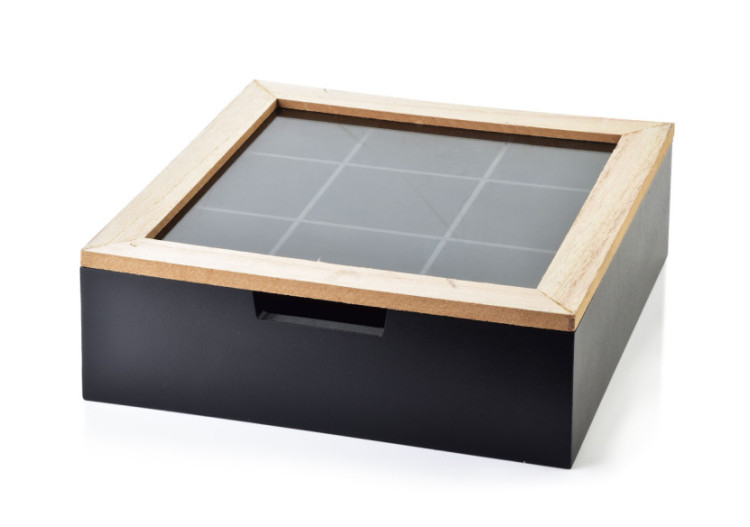 Boîte à thé SADIE - Design rustique 23 x 23 x 8 cm - HTYK6016 - Mondex