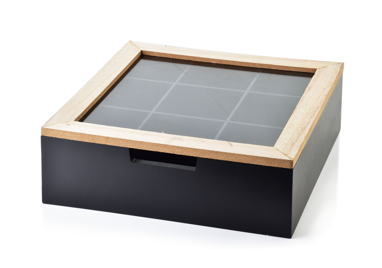 Boîte à thé SADIE - Design rustique 23 x 23 x 8 cm - HTYK6016 - Mondex