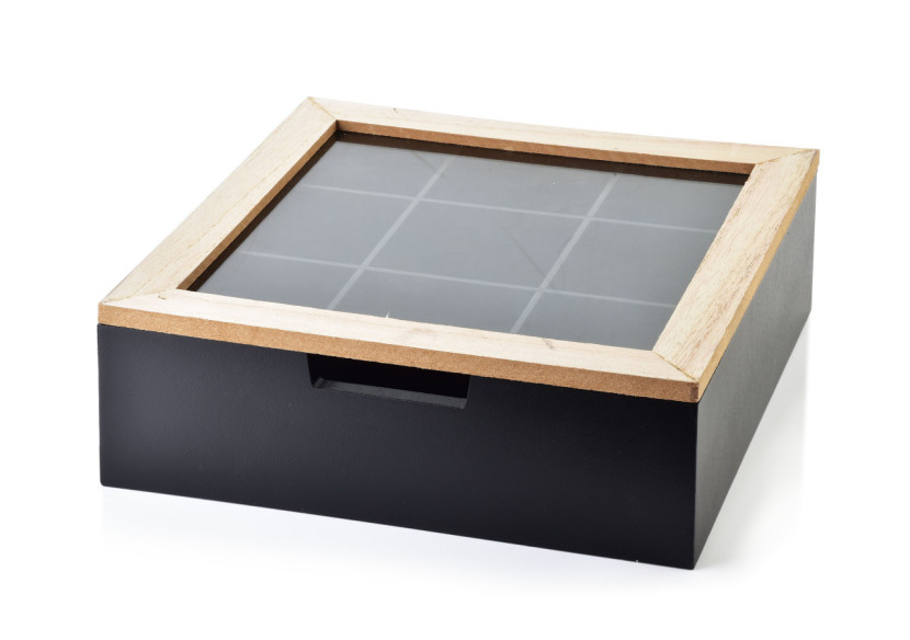 Boîte à thé SADIE - Design rustique 23 x 23 x 8 cm - HTYK6016 - Mondex