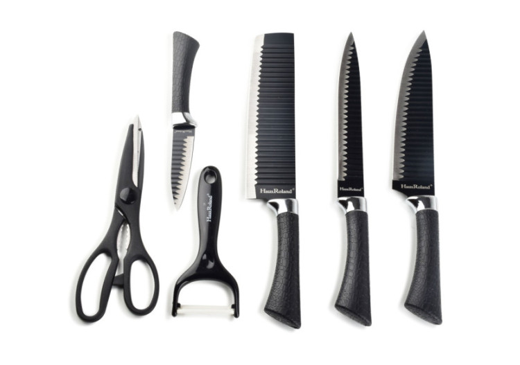 ENSEMBLE CULINAIRE BASIC KITCHEN - 4 couteaux, 1 éplucheur, 1 ciseaux - HTXA6108 - Cookini By Mondex