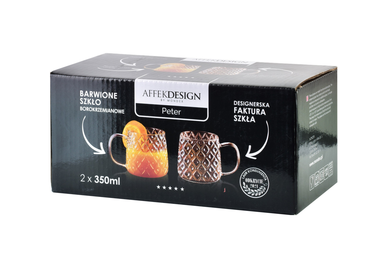 Ensemble de 2 mugs thermiques PETER - Verre borosilicaté 350ml x2 - HTID3688 - Affekdesign By Mondex