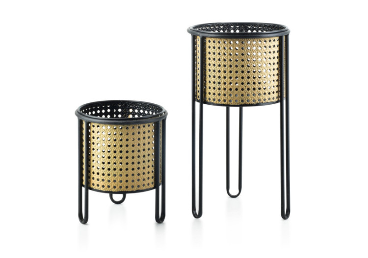 Set de 2 jardinières SWEN - Design tressé viennois 20x40cm et 18x23cm - HTOP1017-PROM - Mondex