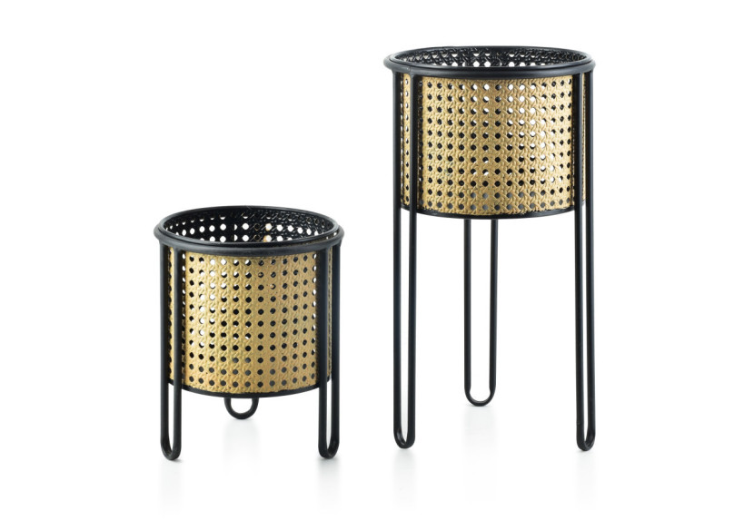 Set de 2 jardinières SWEN - Design tressé viennois 20x40cm et 18x23cm - HTOP1017-PROM - Mondex