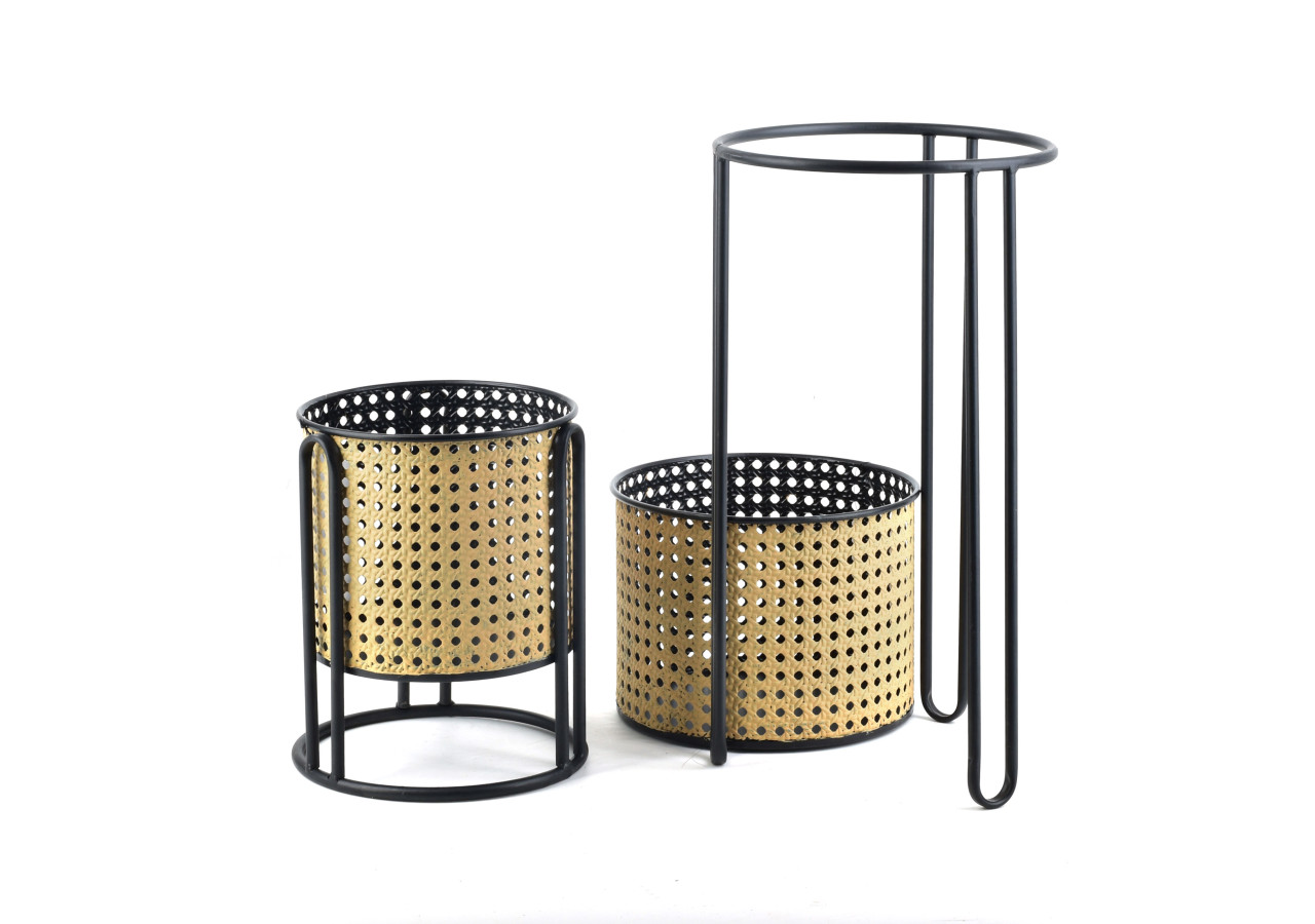 Set de 2 jardinières SWEN - Design tressé viennois 20x40cm et 18x23cm - HTOP1017-PROM - Mondex