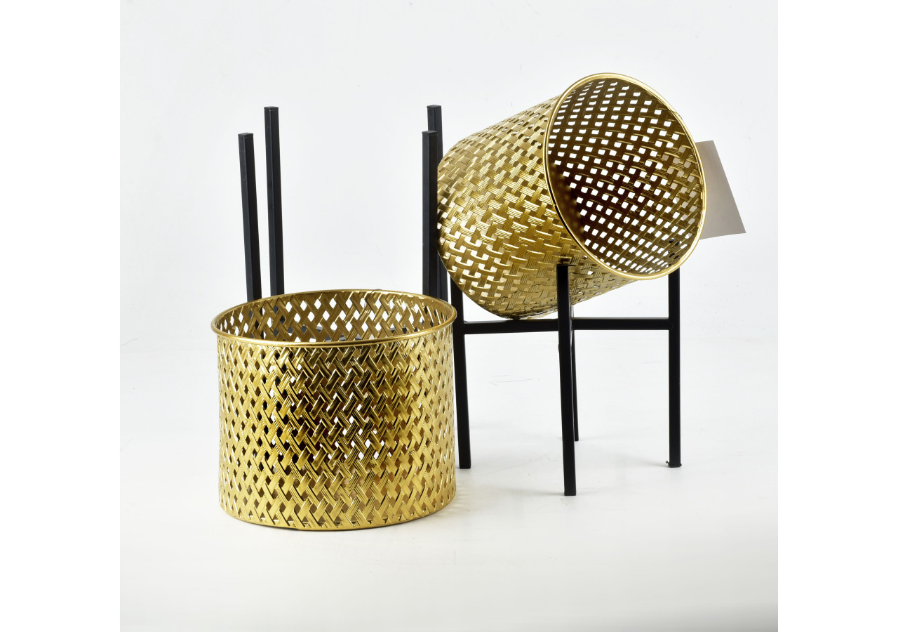 Set de 2 jardinières SWEN - Design doré texturé 20x36,5cm et 18x29cm - HTOP1079-PROM - Mondex