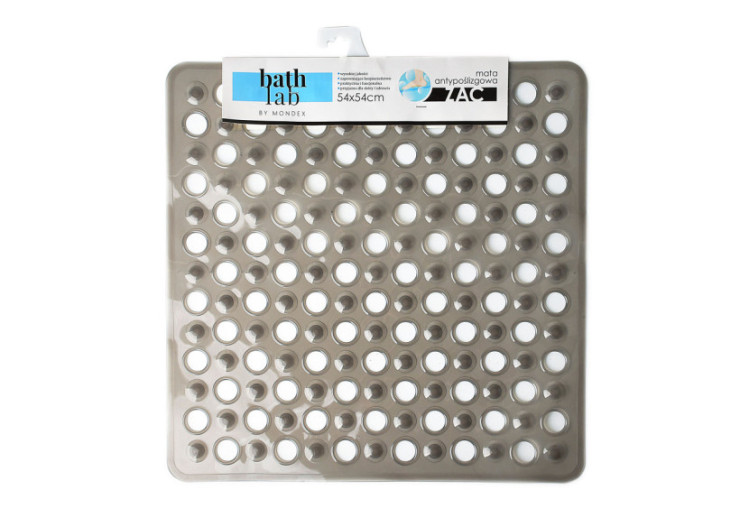 Tapis de bain ZAC GREY - 54x54cm antidérapant - HTWM5903 - Bathlab By Mondex
