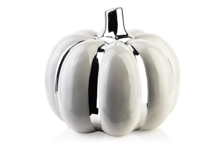 Figurine MAVE - Citrouille blanche et argentée 18x18xh16cm - HTC9208 - Mondex