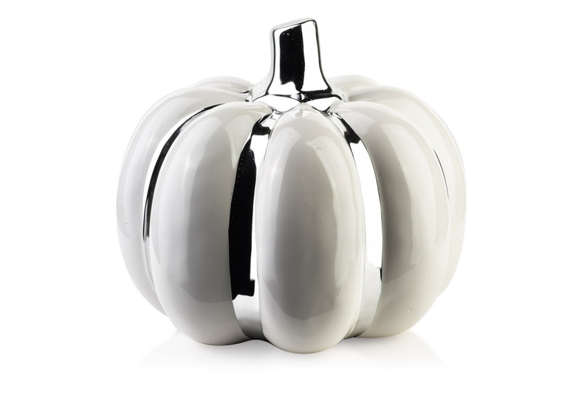 Figurine MAVE - Citrouille blanche et argentée 18x18xh16cm - HTC9208 - Mondex