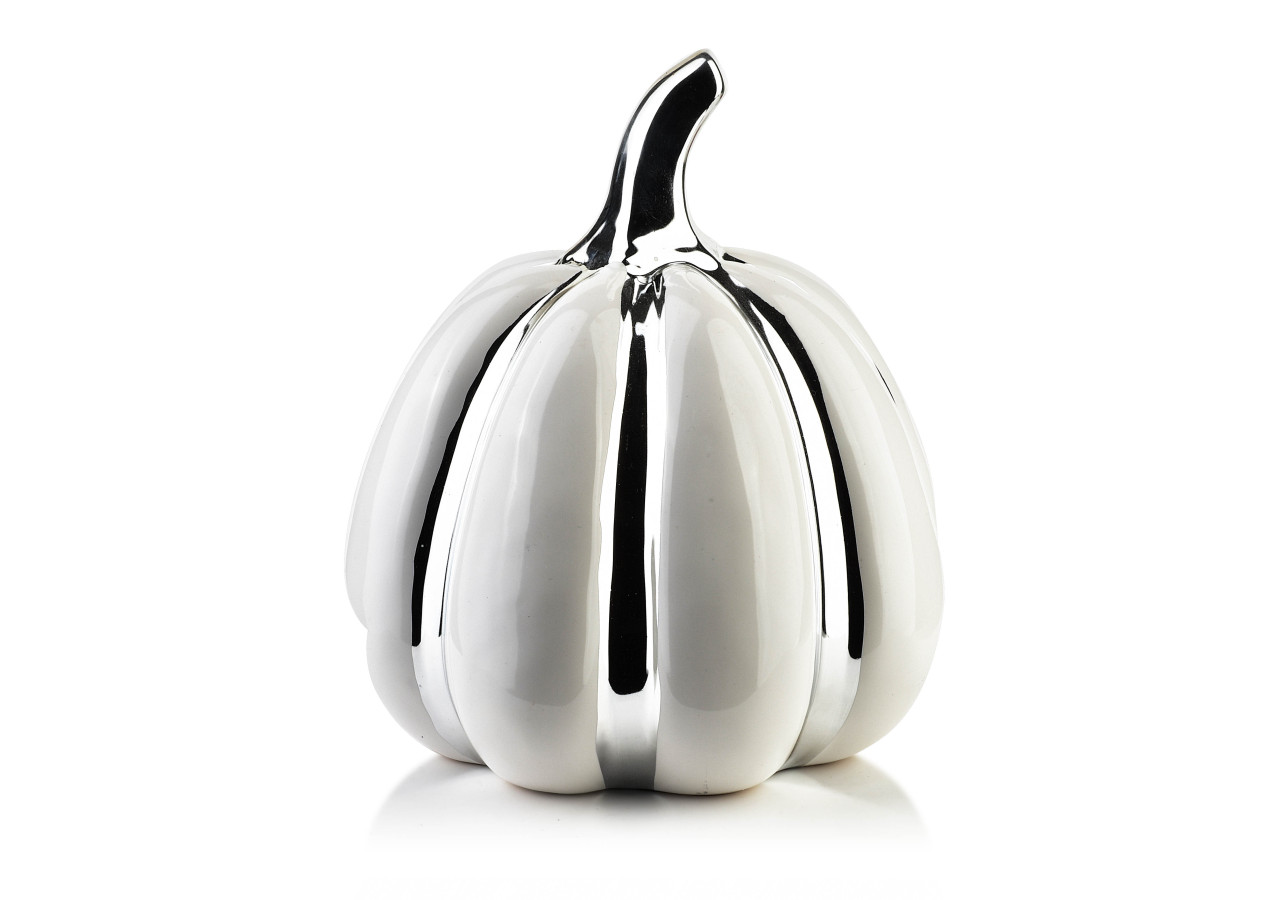 Figurine MAVE - Citrouille blanche et argentée 18x18xh20cm - HTC9215 - Mondex