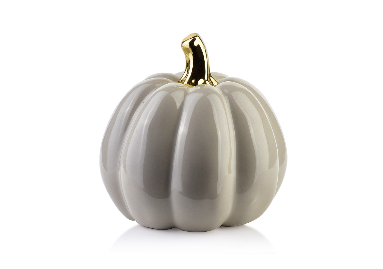 Figurine MAVE - Citrouille en céramique grise 12,5x12,5x13cm - HTC9291 - Mondex