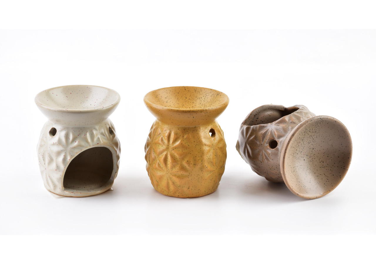 Brûleur d'huiles essentielles - Céramique 6,5x6,5xh7,5cm - HTTP2766 - Mondex