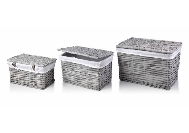 Ensemble de 3 malles en osier - Dimensions variées - HIWD8452 - Mondex