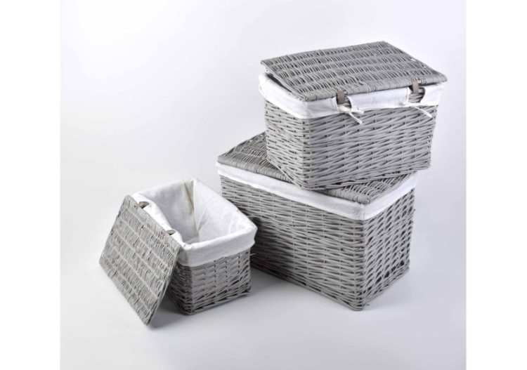 Ensemble de 3 malles en osier - Dimensions variées - HIWD8452 - Mondex 2