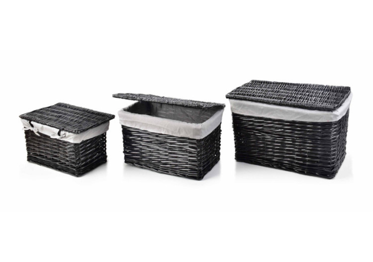 Ensemble de 3 malles en osier - Dimensions variées - HIWD8568 - Mondex