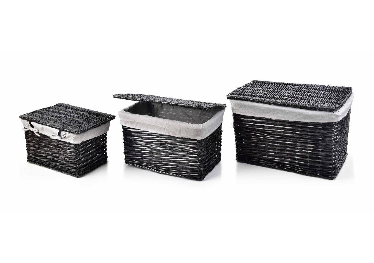 Ensemble de 3 malles en osier - Dimensions variées - HIWD8568 - Mondex