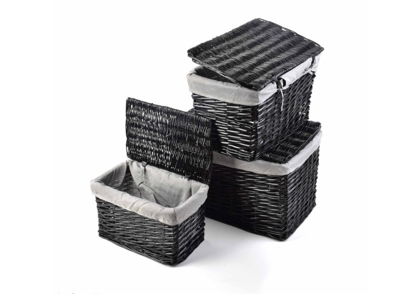 Ensemble de 3 malles en osier - Dimensions variées - HIWD8568 - Mondex