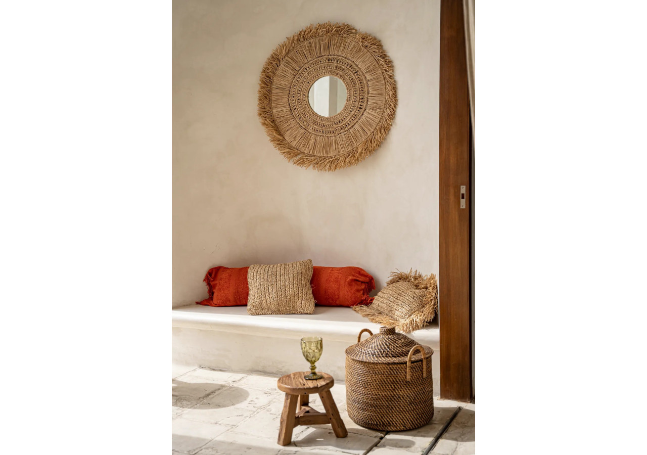 Tabouret Yatai - Teck Naturel - Taille M - JAHER001N-M - Bazar Bizar
