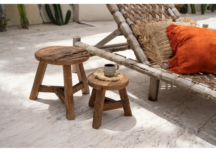 Tabouret Yatai - Teck Naturel - Taille M - JAHER001N-M - Bazar Bizar Tabouret Yatai - Teck Naturel - Taille M - JAHER001N-M - Bazar Bizar