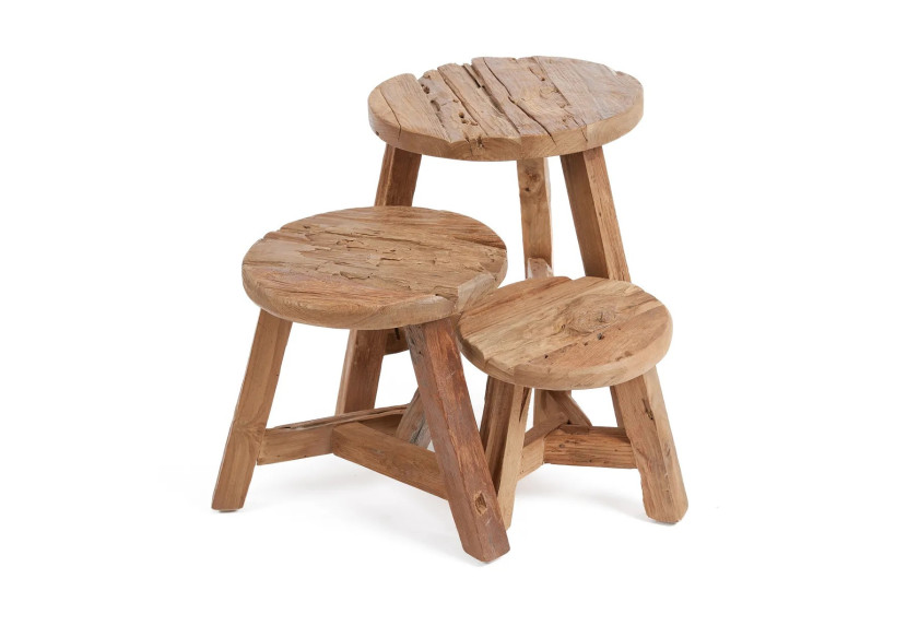 Tabouret Yatai - Teck Naturel - Taille M - JAHER001N-M - Bazar Bizar Tabouret Yatai - Teck Naturel - Taille M - JAHER001N-M - Bazar Bizar
