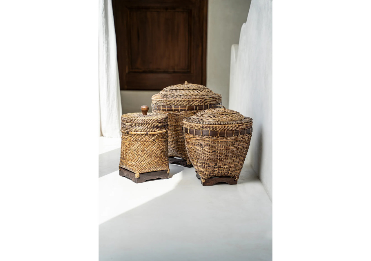 Panier de Salle de Bain - Tissage en Rattan Naturel - BAGE019NBr - Bazar Bizar