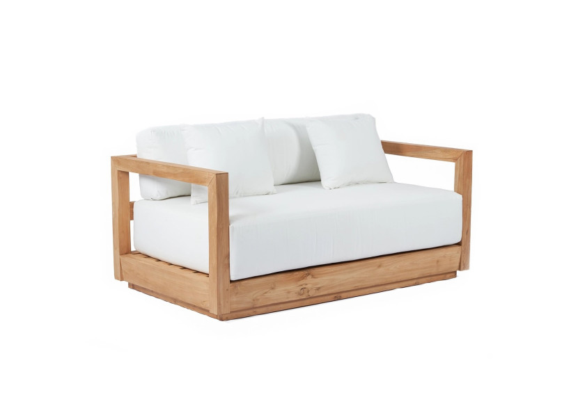 Canapé Umalas 2 places - En teck recyclé et coussins Sunbrella - JAECOL025NW - Bazar Bizar