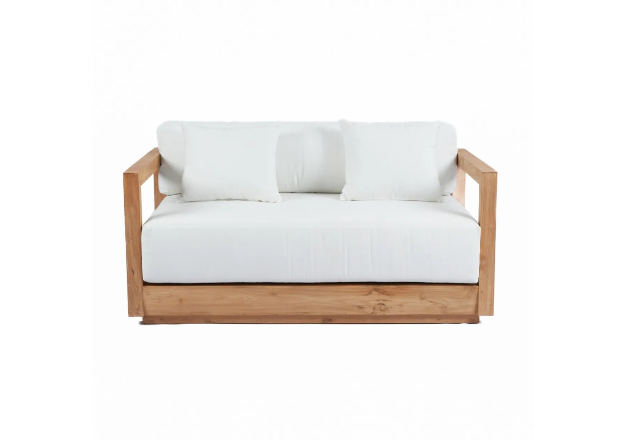 Canapé Umalas 2 places - En teck recyclé et coussins Sunbrella - JAECOL025NW - Bazar Bizar