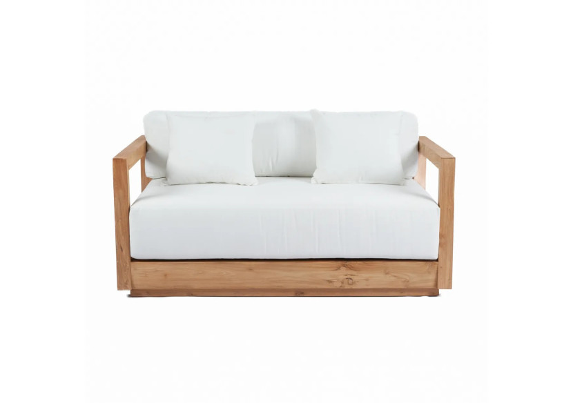 Canapé Umalas 2 places - En teck recyclé et coussins Sunbrella - JAECOL025NW - Bazar Bizar