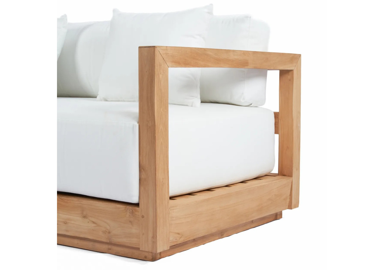 Canapé Umalas 2 places - En teck recyclé et coussins Sunbrella - JAECOL025NW - Bazar Bizar