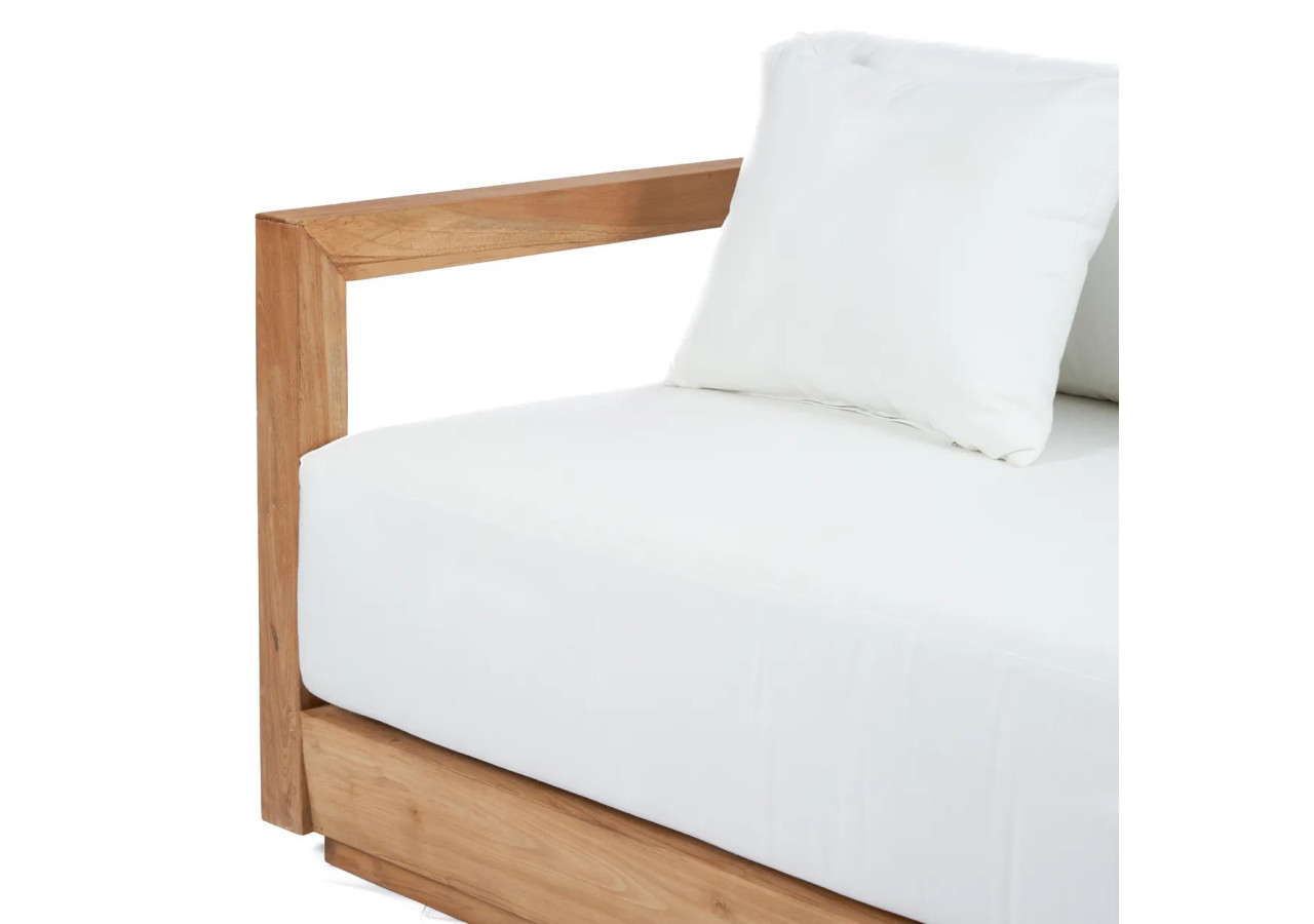 Canapé Umalas 2 places - En teck recyclé et coussins Sunbrella - JAECOL025NW - Bazar Bizar