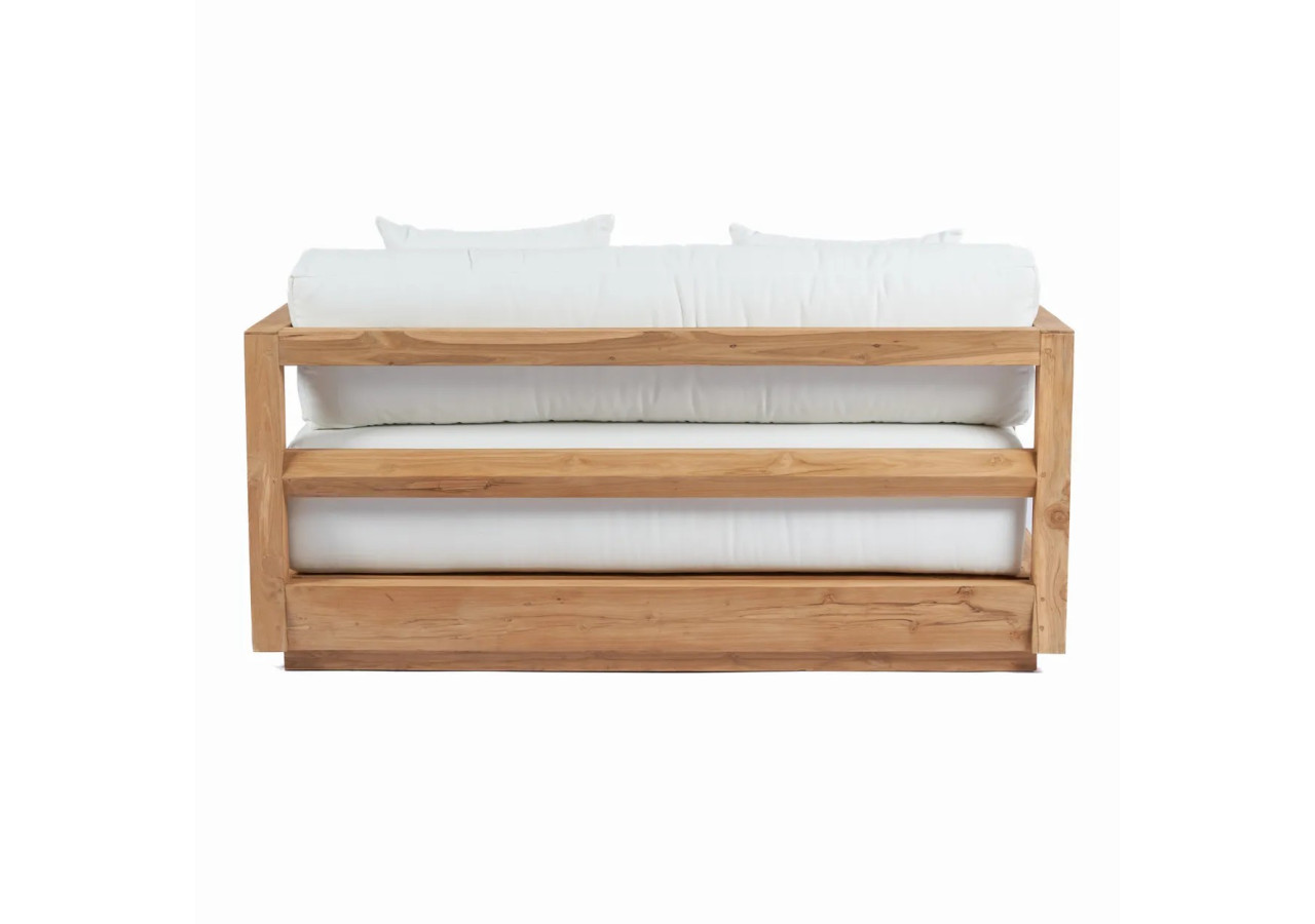 Canapé Umalas 2 places - En teck recyclé et coussins Sunbrella - JAECOL025NW - Bazar Bizar