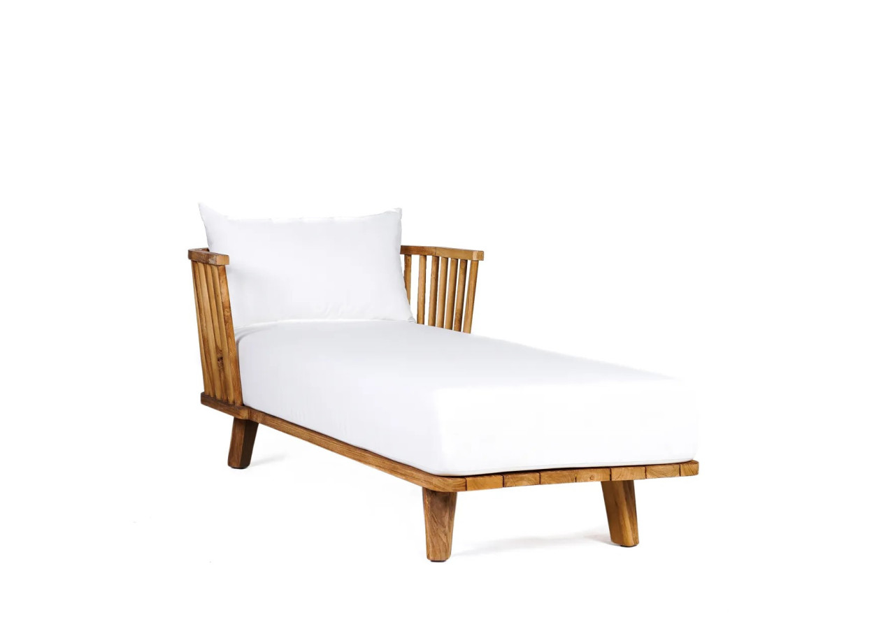 Lit de jour Malawi - En teck naturel avec coussins extérieurs - JASE003NW - Bazar Bizar