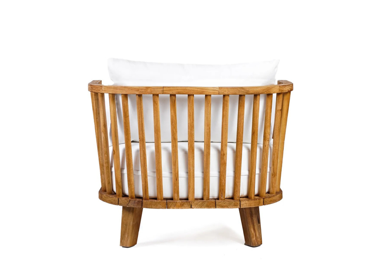 Lit de jour Malawi - En teck naturel avec coussins extérieurs - JASE003NW - Bazar Bizar