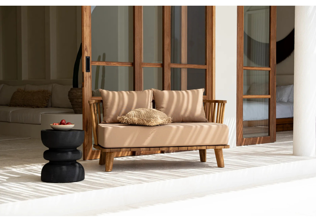 Tabouret CINCIN - Bois suar noir au design harmonieux - JANAF038B - Bazar Bizar