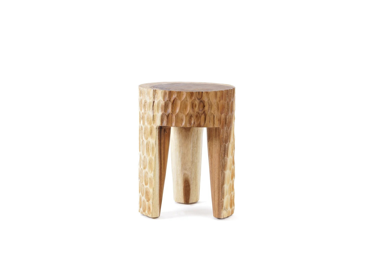 Tabouret Paramo - Bois Suar Naturel - JANAF027N - Bazar Bizar