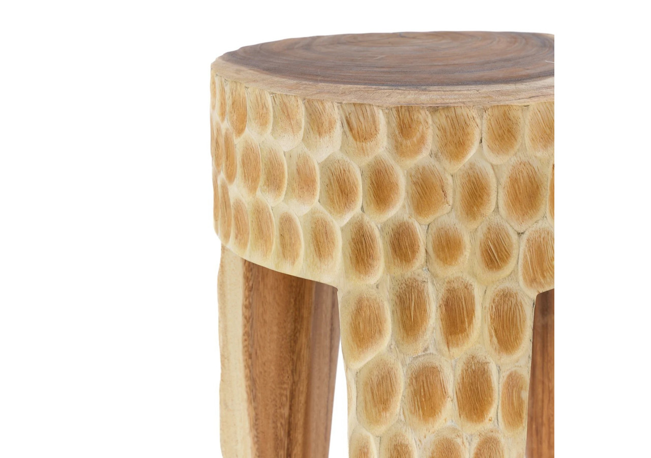 Tabouret Paramo - Bois Suar Naturel - JANAF027N - Bazar Bizar