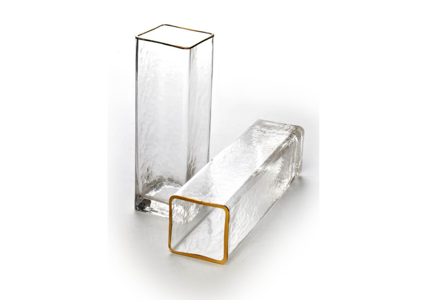 Vase SERENITE - 8x8xh24,5cm avec décor doré - HTID1726 - Mondex