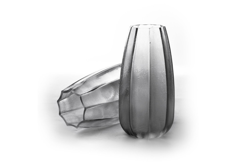 Vase SERENITE - 13,5x13,5xh27cm en verre avec bande dorée - HTID1856 - Mondex