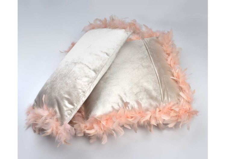 Poduszka LORETA BEIGE - 44x44cm, velours - HTYG2734-PROM - Mondex 2