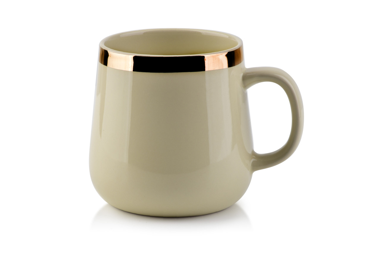 Mug DALIA - Porcelaine beige 500ml avec bande dorée - HTPT8000-PROM - Affekdesign By Mondex