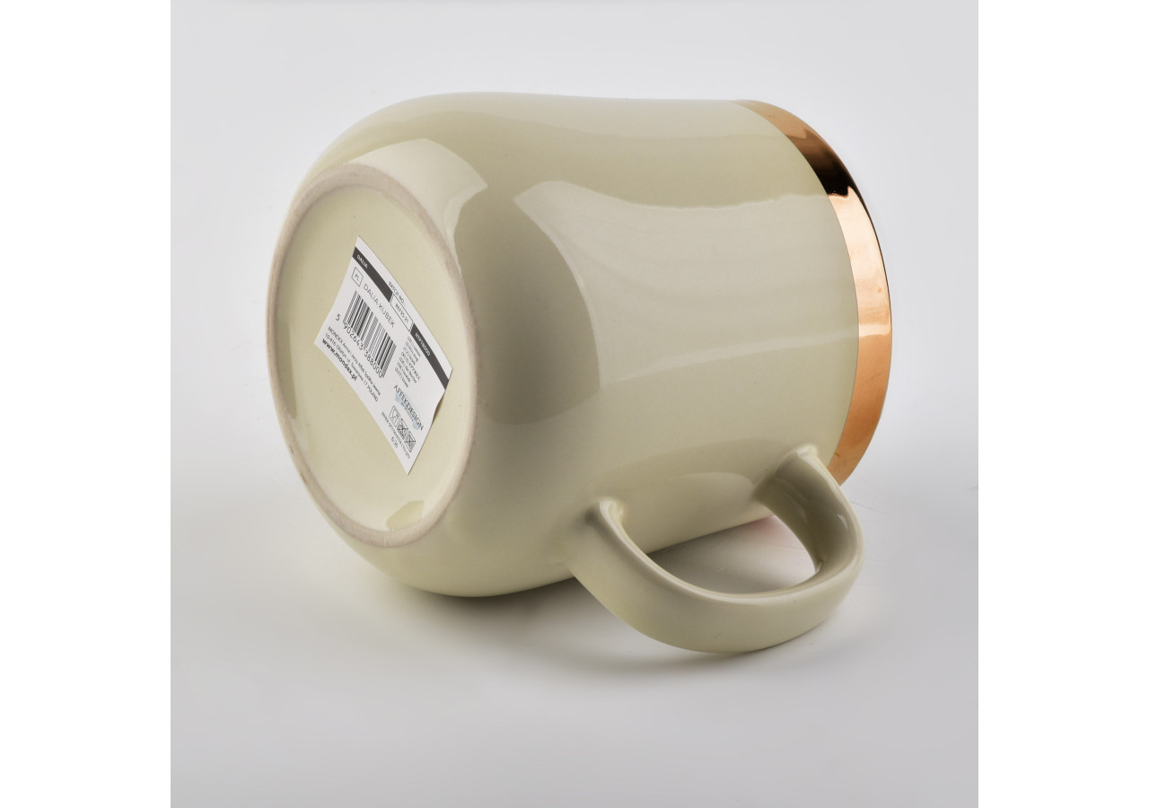 Mug DALIA - Porcelaine beige 500ml avec bande dorée - HTPT8000-PROM - Affekdesign By Mondex