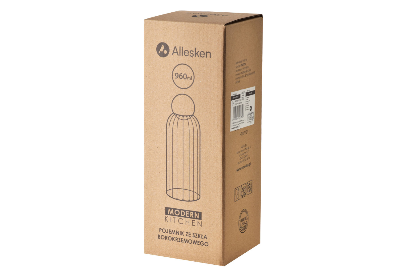 Bocal en verre rayé MODERN KITCHEN - Capacité 960ml - HTID7727 - Mondex