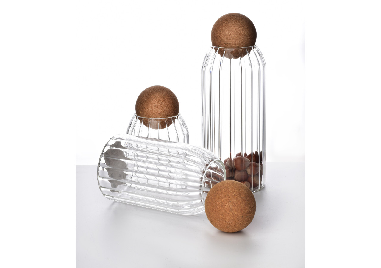 Bocal en verre rayé MODERN KITCHEN - Capacité 640ml - HTID7734 - Mondex