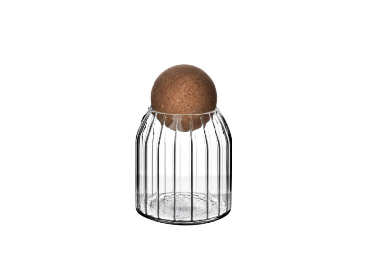 Bocal en verre rayé MODERN KITCHEN - Capacité 400ml - HTID7741 - Mondex