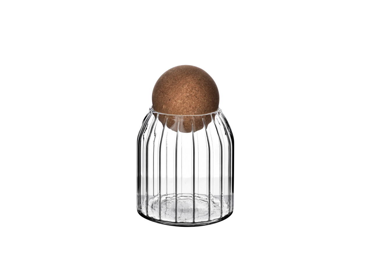 Bocal en verre rayé MODERN KITCHEN - Capacité 400ml - HTID7741 - Mondex