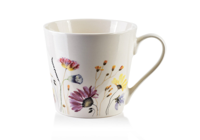 Mug EDDY - Porcelaine blanche à motif feuilles 400ml - HTPT4178 - Affekdesign By Mondex Mug EDDY - Porcelaine blanche à motif feuilles 400ml - HTPT4178 - Affekdesign By Mondex