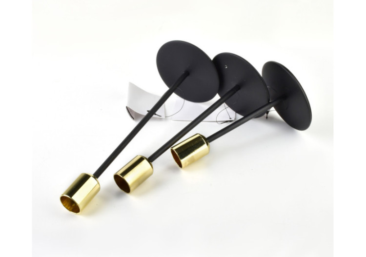 Ensemble de Bougeoirs CEDRIC - Noir et Or, 3 Tailles - HTOP3768 - Mondex 2